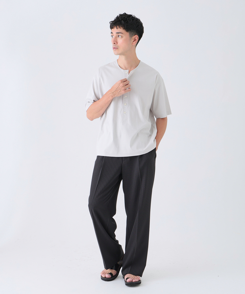 EDIFICE(エディフィス)の「Albini(アルビニ) DEEP LINE ヘンリーネックシャツ(Tシャツ/カットソー・メンズ・オートミール/チャコールグレー/ブラウン/ホワイト/オレンジ・LARGE/SMALL/MEDIUM)」の14枚目の写真