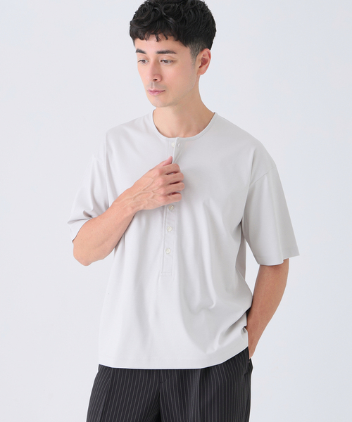 EDIFICE(エディフィス)の「Albini(アルビニ) DEEP LINE ヘンリーネックシャツ(Tシャツ/カットソー・メンズ・オートミール/チャコールグレー/ブラウン/ホワイト/オレンジ・LARGE/SMALL/MEDIUM)」の15枚目の写真