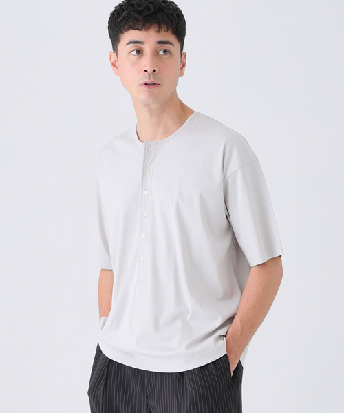EDIFICE(エディフィス)の「Albini(アルビニ) DEEP LINE ヘンリーネックシャツ(Tシャツ/カットソー・メンズ・オートミール/チャコールグレー/ブラウン/ホワイト/オレンジ・LARGE/SMALL/MEDIUM)」の16枚目の写真