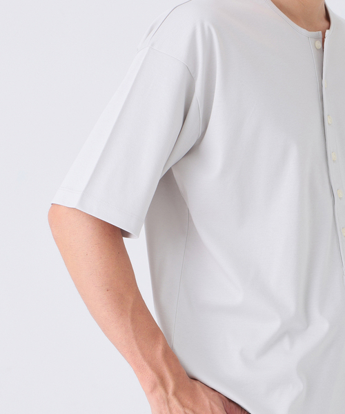 EDIFICE(エディフィス)の「Albini(アルビニ) DEEP LINE ヘンリーネックシャツ(Tシャツ/カットソー・メンズ・オートミール/チャコールグレー/ブラウン/ホワイト/オレンジ・LARGE/SMALL/MEDIUM)」の19枚目の写真