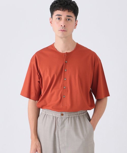 EDIFICE(エディフィス)の「Albini(アルビニ) DEEP LINE ヘンリーネックシャツ(Tシャツ/カットソー・メンズ・オートミール/チャコールグレー/ブラウン/ホワイト/オレンジ・LARGE/SMALL/MEDIUM)」の22枚目の写真