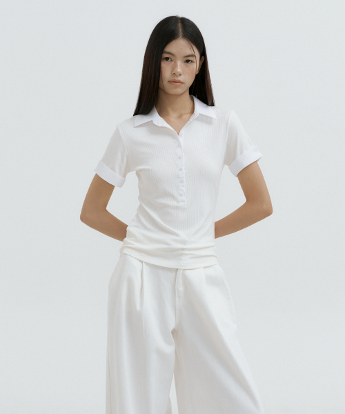 LUCIR ZU(ルシールズ)の「Shirt Hybrid Ribbed Top (ivory)(Tシャツ/カットソー・レディース・その他・FREE)」の1枚目の写真
