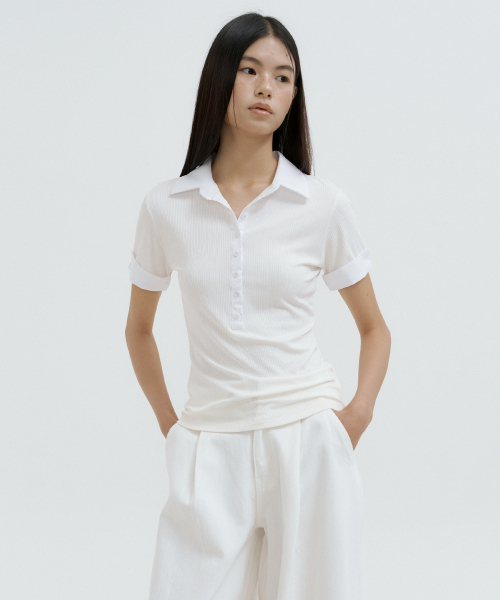 LUCIR ZU(ルシールズ)の「Shirt Hybrid Ribbed Top (ivory)(Tシャツ/カットソー・レディース・その他・FREE)」の2枚目の写真
