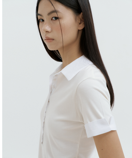 LUCIR ZU(ルシールズ)の「Shirt Hybrid Ribbed Top (ivory)(Tシャツ/カットソー・レディース・その他・FREE)」の3枚目の写真