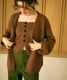 Volume knit cardigan & bare bustier ensemble / ボリュームニットカーデ&ベアビスチェアンサンブル