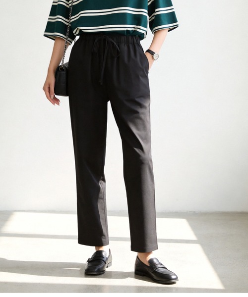 Sew loop(ソーループ)の「綿麻混リラックスストレートパンツ(スラックス・レディース・ブラック/ブラウン/オリーブ・L/M/S)」の1枚目の写真