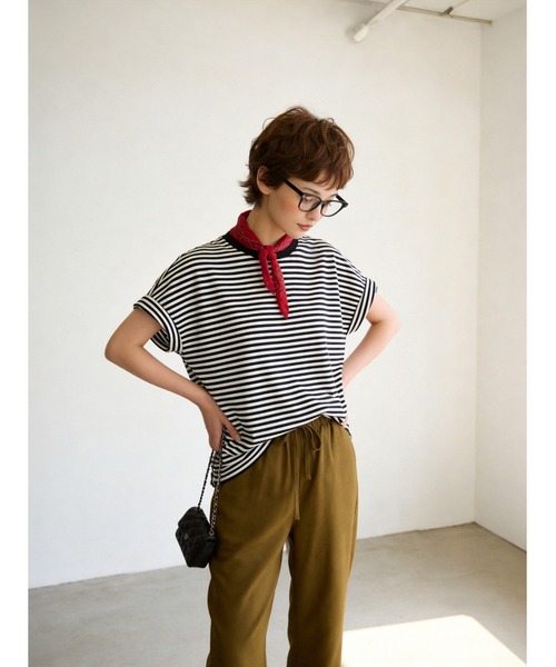 Sew loop(ソーループ)の「綿麻混リラックスストレートパンツ(スラックス・レディース・ブラック/ブラウン/オリーブ・L/M/S)」の8枚目の写真