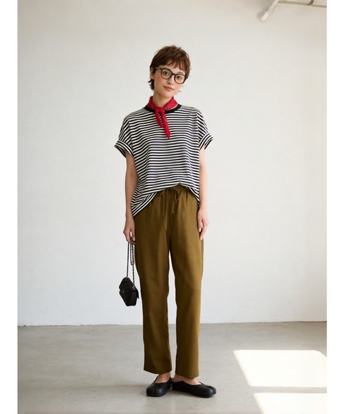 Sew loop(ソーループ)の「綿麻混リラックスストレートパンツ(スラックス・レディース・ブラック/ブラウン/オリーブ・L/M/S)」の4枚目の写真
