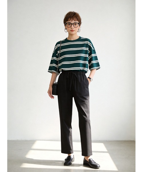 Sew loop(ソーループ)の「綿麻混リラックスストレートパンツ(スラックス・レディース・ブラック/ブラウン/オリーブ・L/M/S)」の14枚目の写真