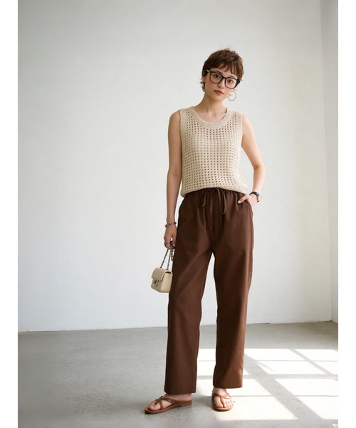 Sew loop(ソーループ)の「綿麻混リラックスストレートパンツ(スラックス・レディース・ブラック/ブラウン/オリーブ・L/M/S)」の11枚目の写真