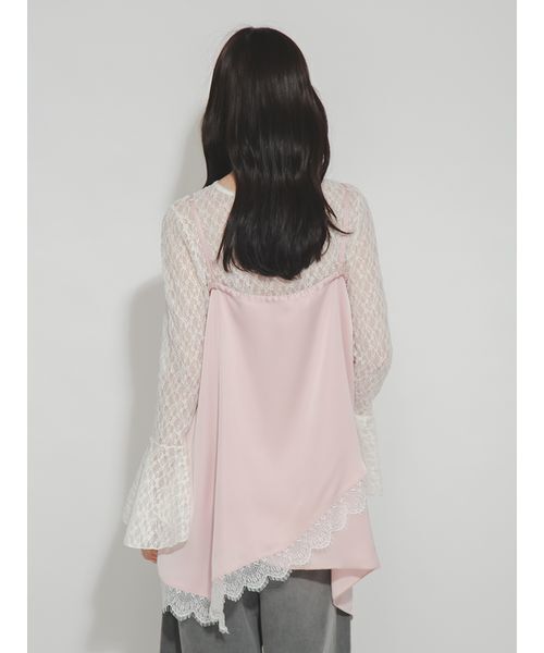 FURFUR(ファーファー)の「ランジェリーライク2WAYトップススカート(チュニック・レディース・アイボリー/ピンク/ブラック・F)」の4枚目の写真