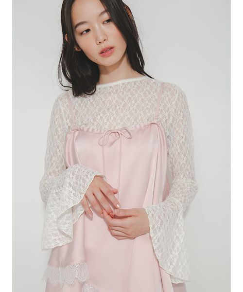FURFUR(ファーファー)の「ランジェリーライク2WAYトップススカート(チュニック・レディース・アイボリー/ピンク/ブラック・F)」の6枚目の写真
