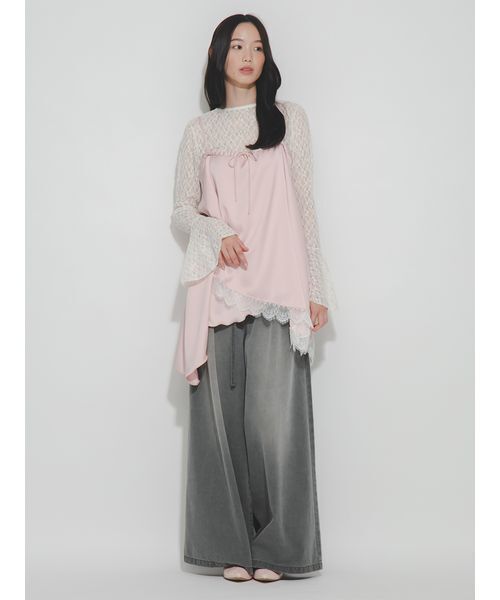 FURFUR(ファーファー)の「ランジェリーライク2WAYトップススカート(チュニック・レディース・アイボリー/ピンク/ブラック・F)」の8枚目の写真