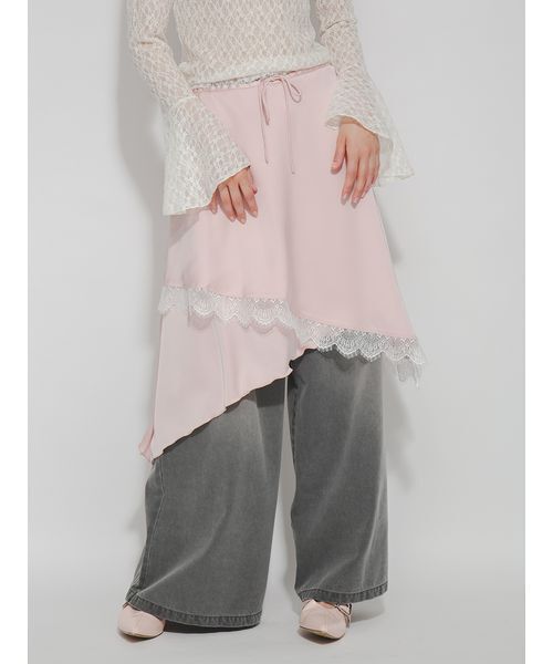 FURFUR(ファーファー)の「ランジェリーライク2WAYトップススカート(チュニック・レディース・アイボリー/ピンク/ブラック・F)」の9枚目の写真