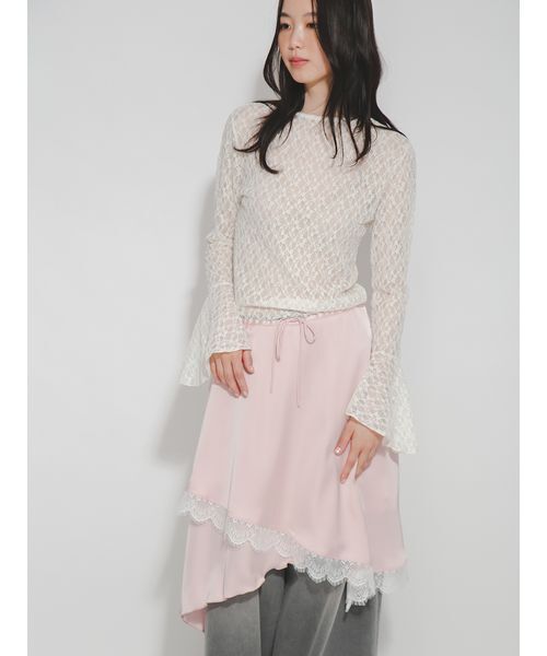 FURFUR(ファーファー)の「ランジェリーライク2WAYトップススカート(チュニック・レディース・アイボリー/ピンク/ブラック・F)」の10枚目の写真
