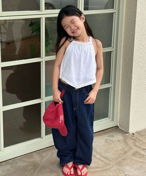 MUSINSA STANDARD KIDS（ムシンサスタンダードキッズ）の「カーブデニムパンツ [ディープインディゴ]（デニムパンツ・レディース・その他・120/130/140/150/160）」の4枚目の写真