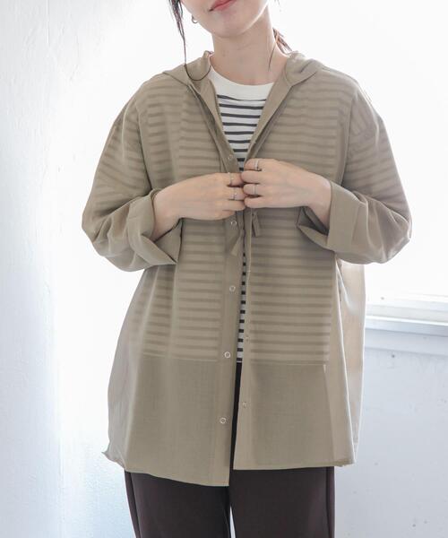 FORK&SPOON(フォークアンドスプーン)の「FORK&SPOON シアーフーディーシャツ(シャツ/ブラウス・レディース・ベージュ/ブラック・1)」の19枚目の写真