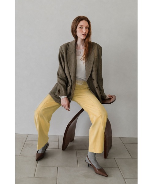tento(テント)の「Wool-blend double-breasted jacket(テーラードジャケット・レディース・ブラウン/ベージュ・FREE)」の6枚目の写真
