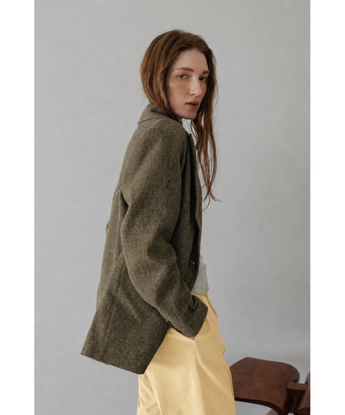 tento(テント)の「Wool-blend double-breasted jacket(テーラードジャケット・レディース・ブラウン/ベージュ・FREE)」の3枚目の写真