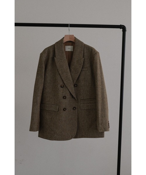 tento(テント)の「Wool-blend double-breasted jacket(テーラードジャケット・レディース・ブラウン/ベージュ・FREE)」の15枚目の写真