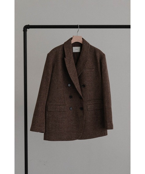 tento(テント)の「Wool-blend double-breasted jacket(テーラードジャケット・レディース・ブラウン/ベージュ・FREE)」の12枚目の写真