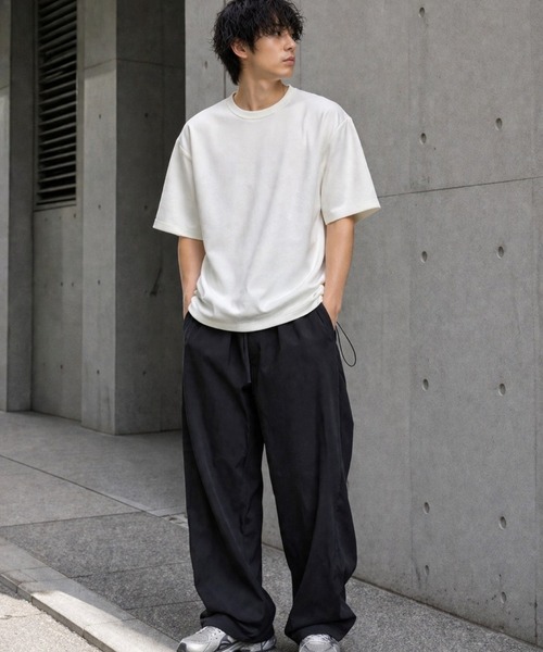 VIBGYOR(ヴィブジョー)の「【Bls】 【ZM】【Bling Leads】梨地ドローコードTEE(BL)(Tシャツ/カットソー・メンズ・ブルー系その他/ブラック/オフホワイト・LARGE/MEDIUM)」の4枚目の写真