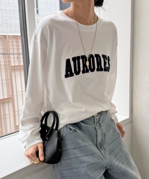 DouDou（ドゥドゥ）の「AURORESサガラ刺繍ロゴロンTEE（Tシャツ/カットソー・レディース・オフホワイト/ダークグレー/グレー・FREE）」の11枚目の写真