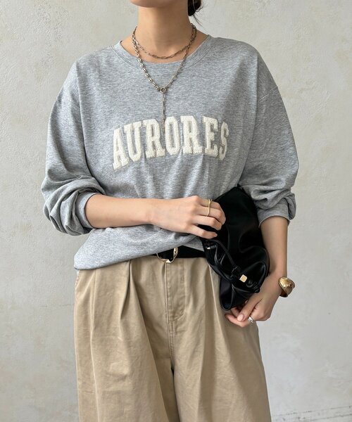 DouDou（ドゥドゥ）の「AURORESサガラ刺繍ロゴロンTEE（Tシャツ/カットソー・レディース・オフホワイト/ダークグレー/グレー・FREE）」の20枚目の写真