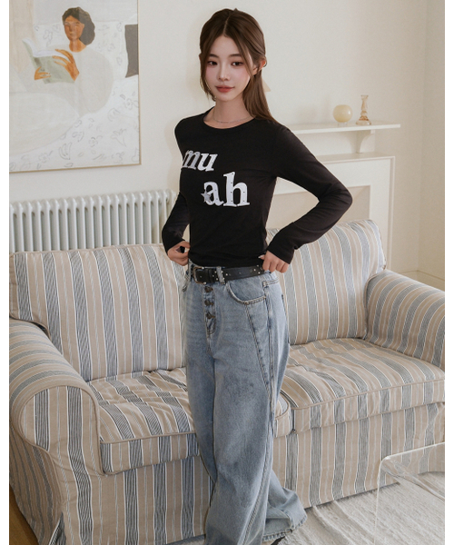 muahmuah（ムーアムーア）の「ドットスターパッチ 長袖Tシャツ [ブラック]（Tシャツ/カットソー・レディース・その他・FREE）」の3枚目の写真