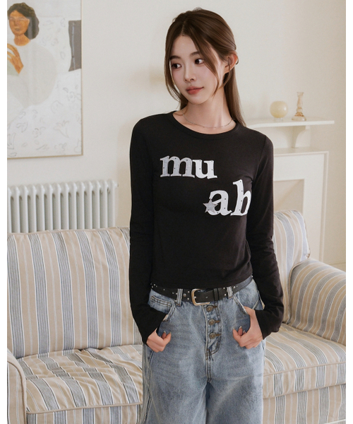 muahmuah（ムーアムーア）の「ドットスターパッチ 長袖Tシャツ [ブラック]（Tシャツ/カットソー・レディース・その他・FREE）」の4枚目の写真