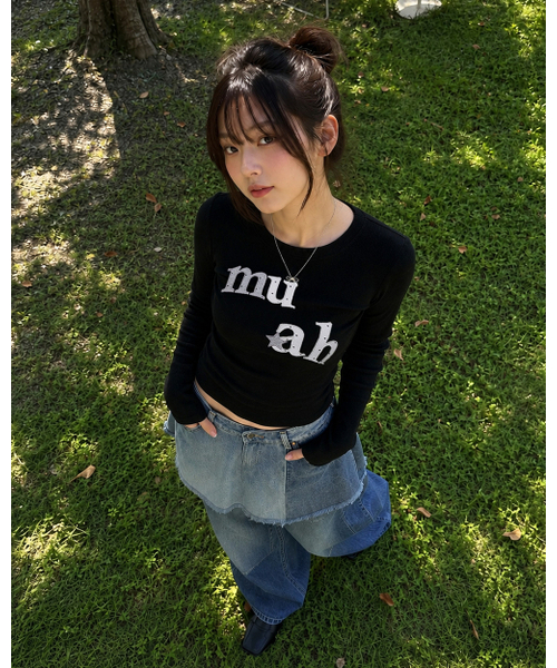 muahmuah（ムーアムーア）の「ドットスターパッチ 長袖Tシャツ [ブラック]（Tシャツ/カットソー・レディース・その他・FREE）」の8枚目の写真