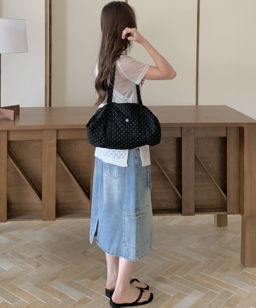 LETee(レティー)の「大人可愛いドット柄がアクセント♪たっぷり収納できるトレンドボストンバッグ(ボストンバッグ・レディース・ブラック/ピンク/アイボリー・FREE)」の16枚目の写真
