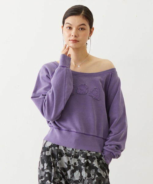 MILKFED.(ミルクフェド)の「WASHED OFF SHOULDER TOP(スウェット・レディース・オリーブ/パープル/チャコール・ONE SIZE)」の3枚目の写真