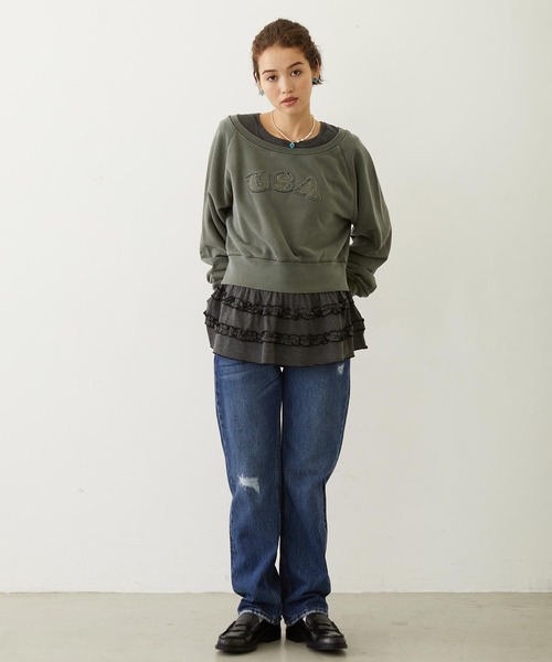 MILKFED.(ミルクフェド)の「WASHED OFF SHOULDER TOP(スウェット・レディース・オリーブ/パープル/チャコール・ONE SIZE)」の6枚目の写真