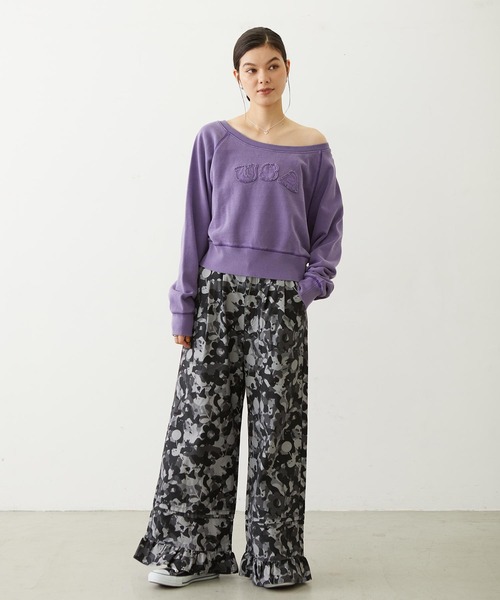 MILKFED.(ミルクフェド)の「WASHED OFF SHOULDER TOP(スウェット・レディース・オリーブ/パープル/チャコール・ONE SIZE)」の19枚目の写真
