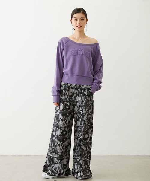 MILKFED.(ミルクフェド)の「WASHED OFF SHOULDER TOP(スウェット・レディース・オリーブ/パープル/チャコール・ONE SIZE)」の20枚目の写真