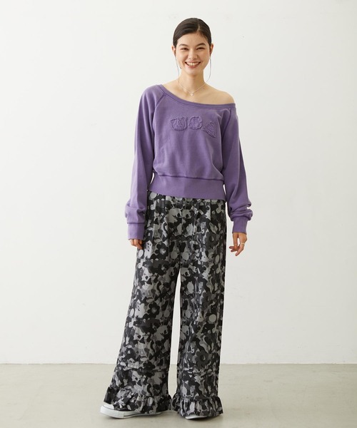 MILKFED.(ミルクフェド)の「WASHED OFF SHOULDER TOP(スウェット・レディース・オリーブ/パープル/チャコール・ONE SIZE)」の21枚目の写真