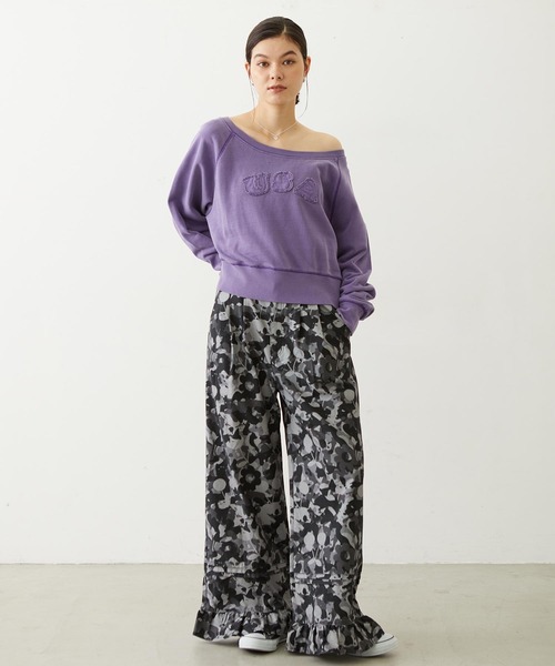 MILKFED.(ミルクフェド)の「WASHED OFF SHOULDER TOP(スウェット・レディース・オリーブ/パープル/チャコール・ONE SIZE)」の22枚目の写真