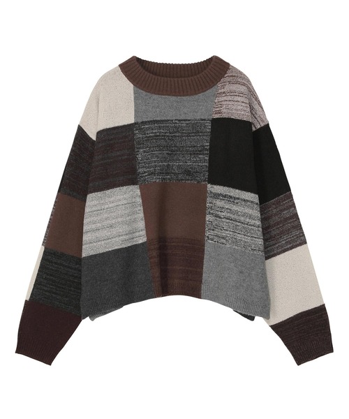 ZUCCa（ズッカ）の「COLOR BLOCK KNIT / ニットプルオーバー（ニット/セーター・レディース・グレー/ライトブルー・M size）」の2枚目の写真