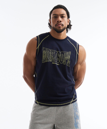 HDEX（エイチデックス）の「メガワイドスリーブレス (ネイビー)（Tシャツ/カットソー）」