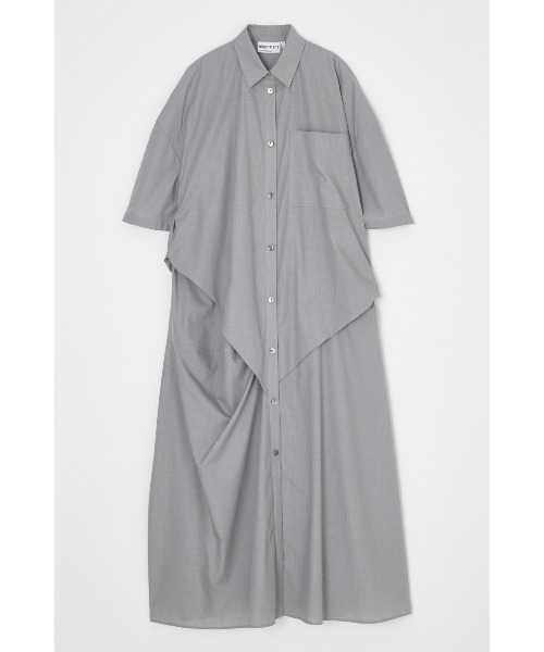 nagonstans(ナゴンスタンス)の「wide tuck shirt dress(ワンピース・レディース・ブラック/杢グレー・MEDIUM/SMALL)」の2枚目の写真