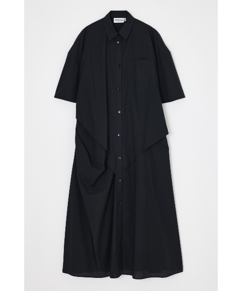 nagonstans(ナゴンスタンス)の「wide tuck shirt dress(ワンピース・レディース・ブラック/杢グレー・MEDIUM/SMALL)」の1枚目の写真