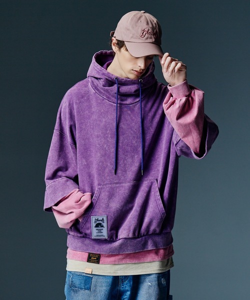 glamb(グラム)の「Tri Layered Hoodie / トライレイヤードフーディ(パーカー・メンズ・ブラック/ブルー/パープル・S/M/L)」の19枚目の写真