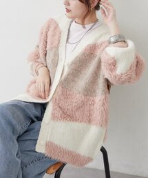 【サッと羽織って洒落る】ニュアンスパッチワークニットカーデ
