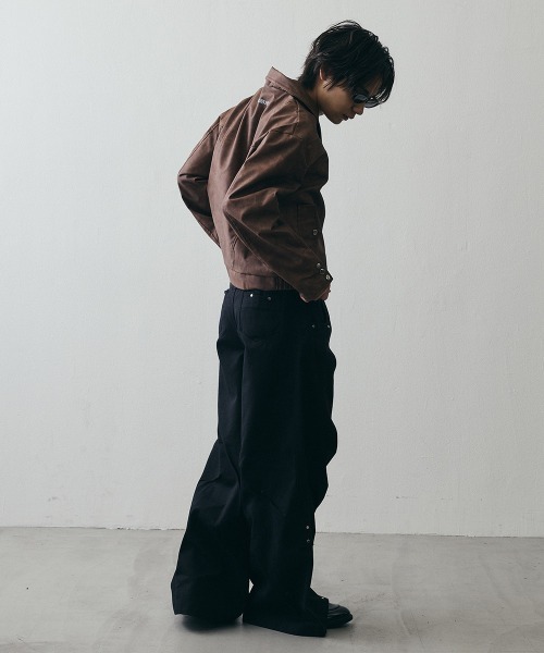 Shoowtime(ショウタイム)の「Asymmetrical Diagonal-Zip Faux Leather Jacket / アシンメトリーダイアゴナルジップ フェイクレザージャケット(その他アウター・メンズ・グレー/ブラウン・MEDIUM/X-LARGE/LARGE)」の6枚目の写真