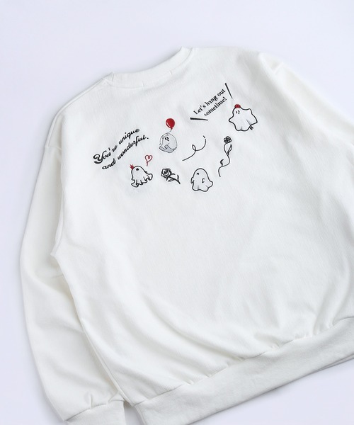 WESTSEA（ウエストシー）の「ゴースト刺繍 ストレッチカルゼ起毛 オーバーサイズ クルーネックトレーナー（スウェット・メンズ・ベージュ/ホワイト/チャコール・L/M）」の2枚目の写真