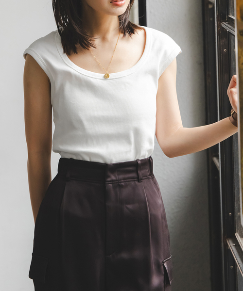 CLOSED(クローズド)の「CLOSED/クローズド Cap sleeve t-shirt(Tシャツ/カットソー・レディース・ブラウン/アイボリー・SMALL)」の12枚目の写真