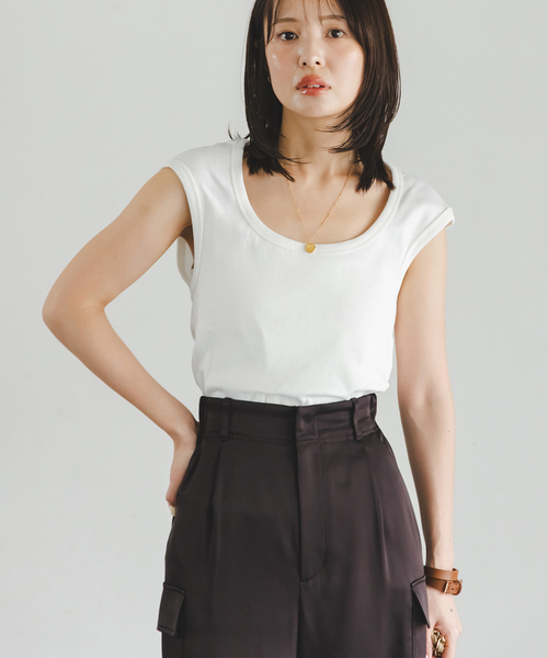 CLOSED(クローズド)の「CLOSED/クローズド Cap sleeve t-shirt(Tシャツ/カットソー・レディース・ブラウン/アイボリー・SMALL)」の16枚目の写真