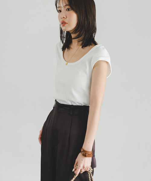 CLOSED(クローズド)の「CLOSED/クローズド Cap sleeve t-shirt(Tシャツ/カットソー・レディース・ブラウン/アイボリー・SMALL)」の17枚目の写真