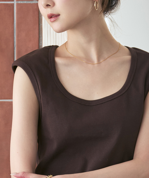 CLOSED(クローズド)の「CLOSED/クローズド Cap sleeve t-shirt(Tシャツ/カットソー・レディース・ブラウン/アイボリー・SMALL)」の3枚目の写真